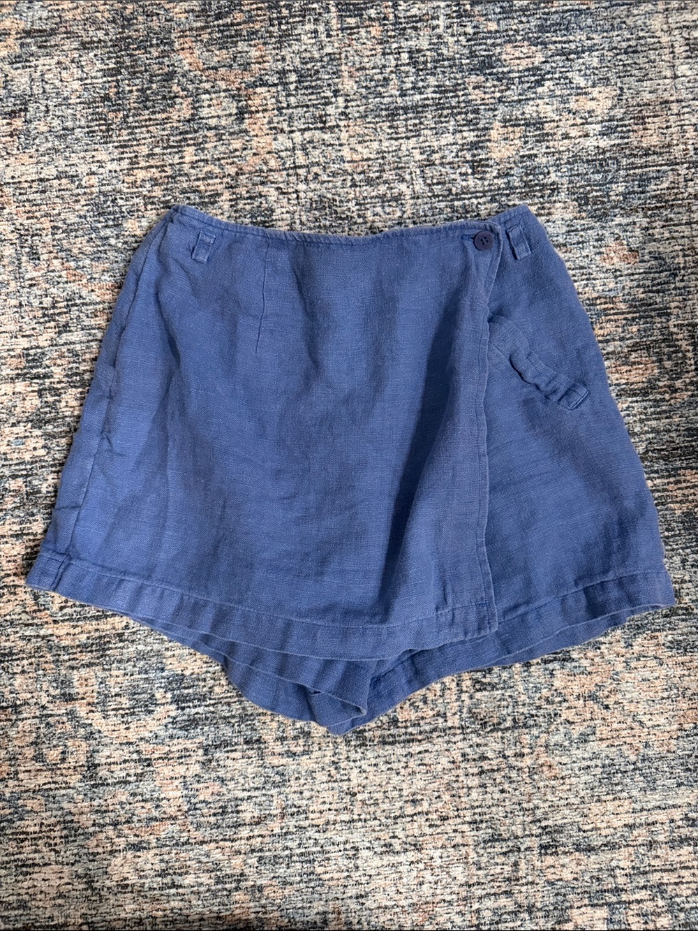 ANN TAYLOR Blue Linen Blend Wrap Skort Shorts Size 4